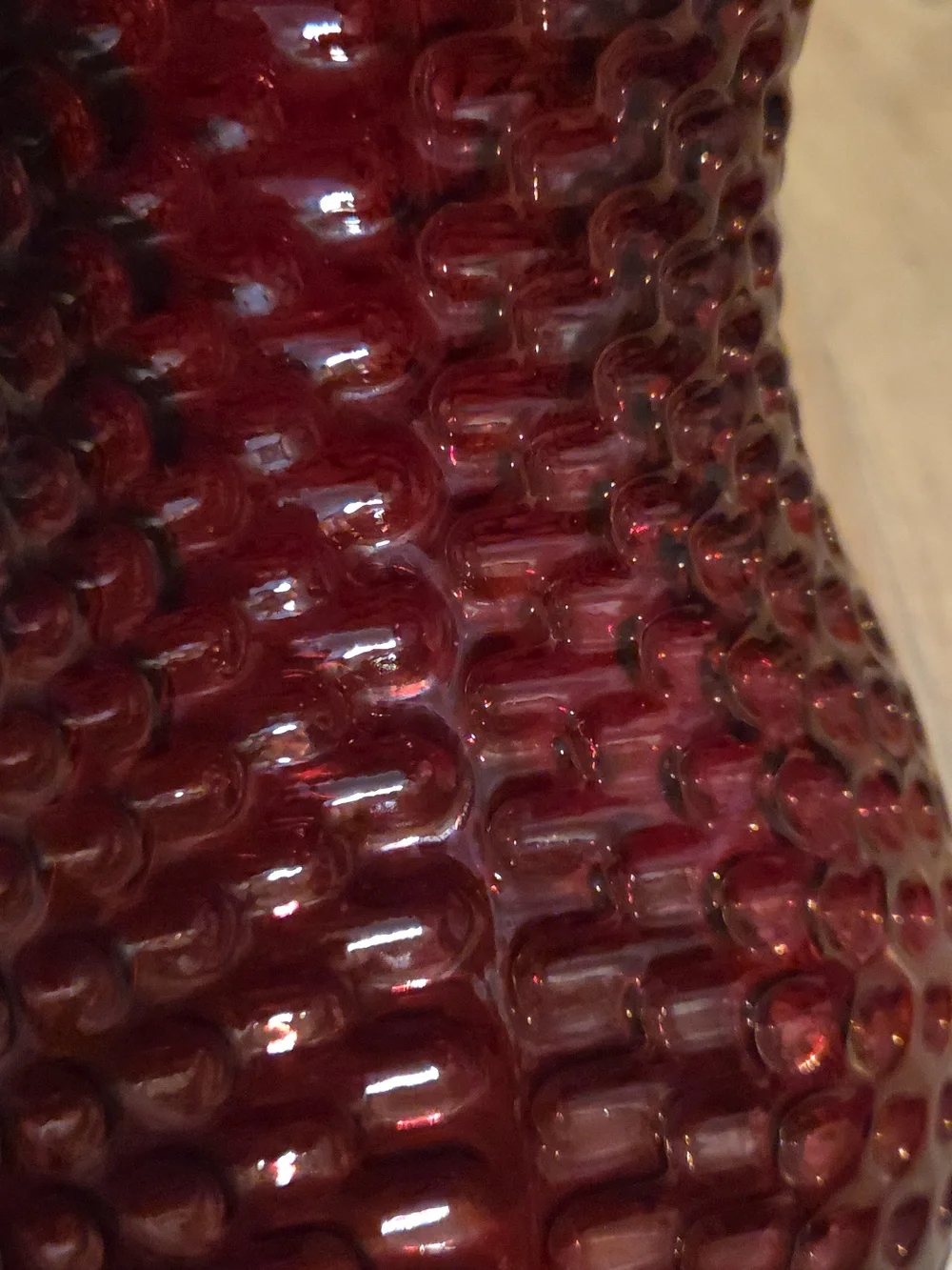 Cranberry Bubble Glass Vase - Decorative Home Accent